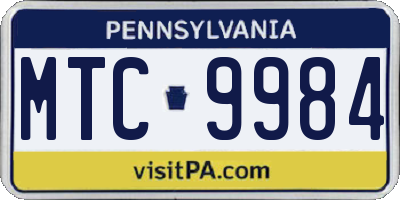 PA license plate MTC9984