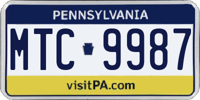 PA license plate MTC9987