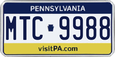 PA license plate MTC9988