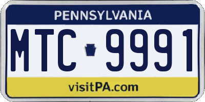 PA license plate MTC9991