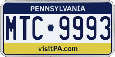 PA license plate MTC9993