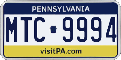 PA license plate MTC9994