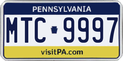 PA license plate MTC9997