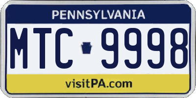 PA license plate MTC9998