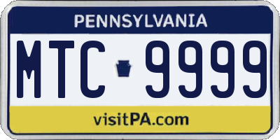 PA license plate MTC9999