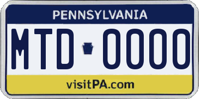 PA license plate MTD0000