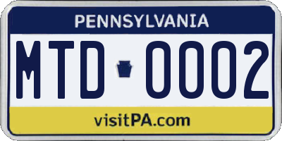 PA license plate MTD0002