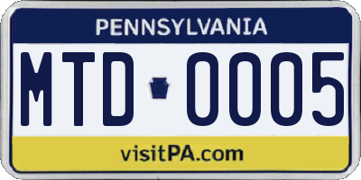 PA license plate MTD0005