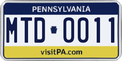 PA license plate MTD0011