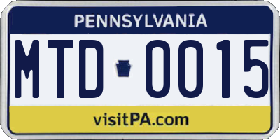 PA license plate MTD0015