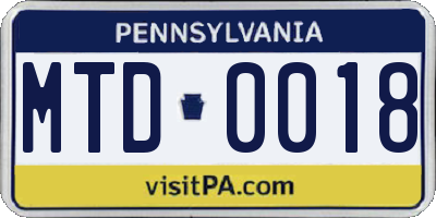 PA license plate MTD0018