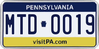 PA license plate MTD0019