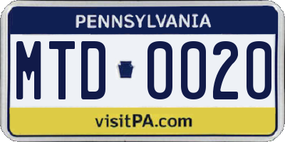 PA license plate MTD0020