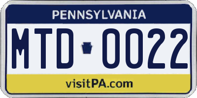 PA license plate MTD0022
