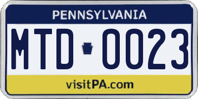 PA license plate MTD0023