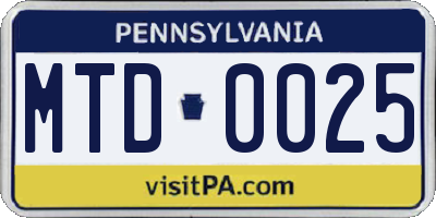PA license plate MTD0025