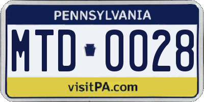 PA license plate MTD0028