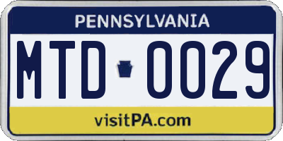 PA license plate MTD0029