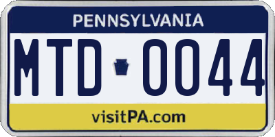 PA license plate MTD0044