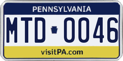 PA license plate MTD0046