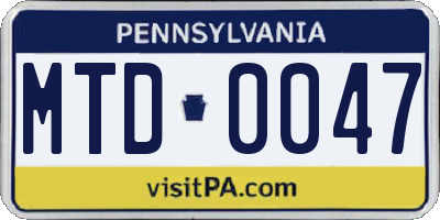 PA license plate MTD0047