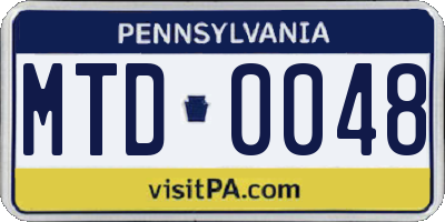 PA license plate MTD0048