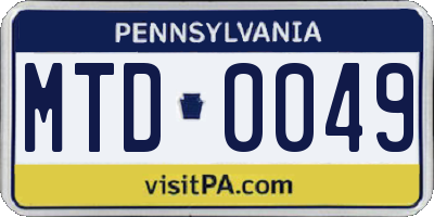 PA license plate MTD0049