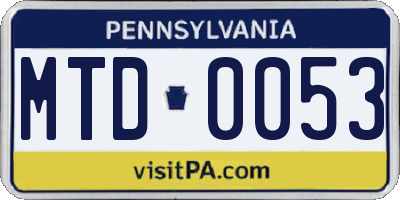 PA license plate MTD0053