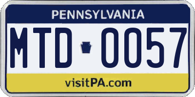 PA license plate MTD0057