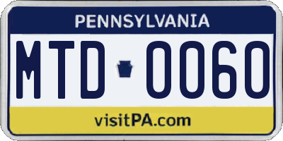 PA license plate MTD0060