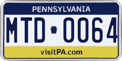PA license plate MTD0064