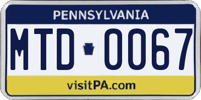 PA license plate MTD0067