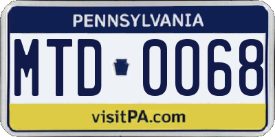 PA license plate MTD0068