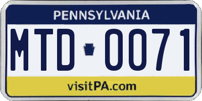 PA license plate MTD0071