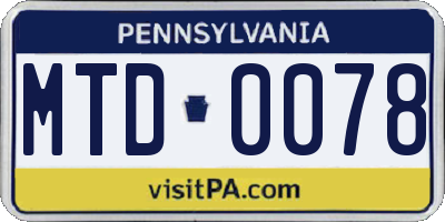 PA license plate MTD0078