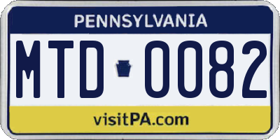 PA license plate MTD0082