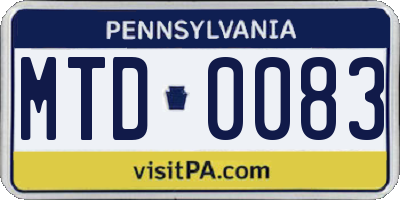 PA license plate MTD0083