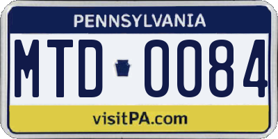 PA license plate MTD0084