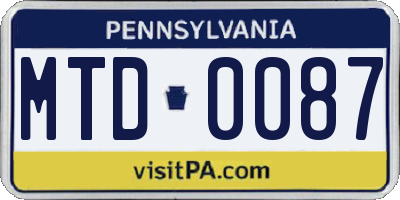 PA license plate MTD0087