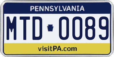 PA license plate MTD0089