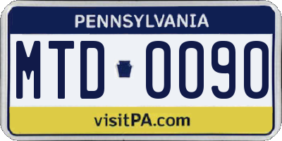 PA license plate MTD0090