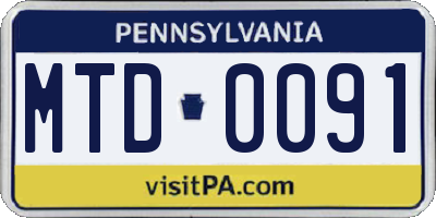 PA license plate MTD0091