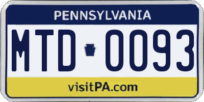 PA license plate MTD0093