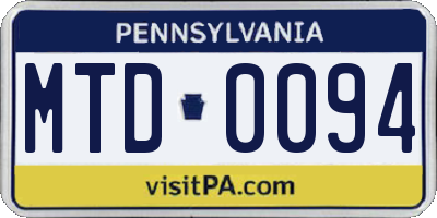 PA license plate MTD0094