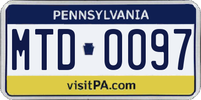 PA license plate MTD0097