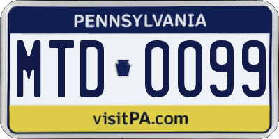 PA license plate MTD0099