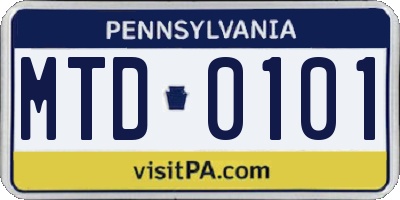 PA license plate MTD0101