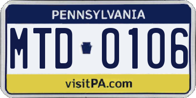 PA license plate MTD0106