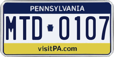PA license plate MTD0107