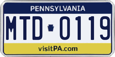 PA license plate MTD0119